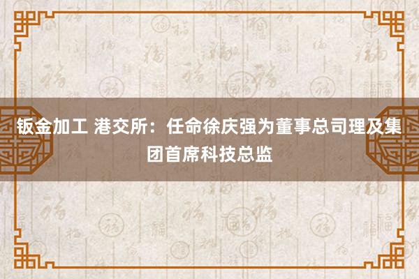 钣金加工 港交所：任命徐庆强为董事总司理及集团首席科技总监